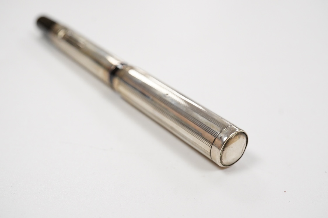 A Waterman Sterling silver lever fill fountain pen fitted Waterman No.2A nib